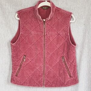 Eddie Bauer Corduroy 100% Cotton Sleeveless Chore Barn Utility Vest Full Zip LG